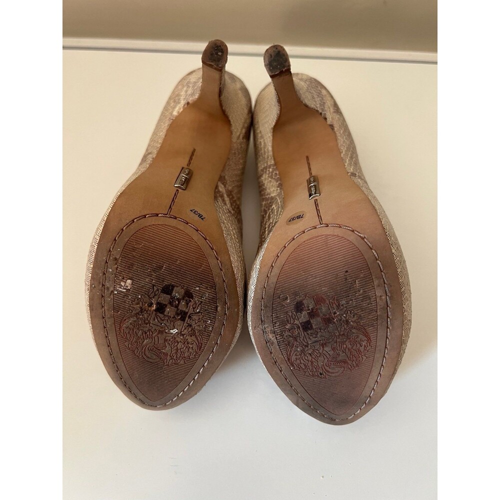 7M - Y2K Vince Camuto Rose Gold Bronze Metallic Snake Skin High Heel Dress Shoes - Picture 6 of 7